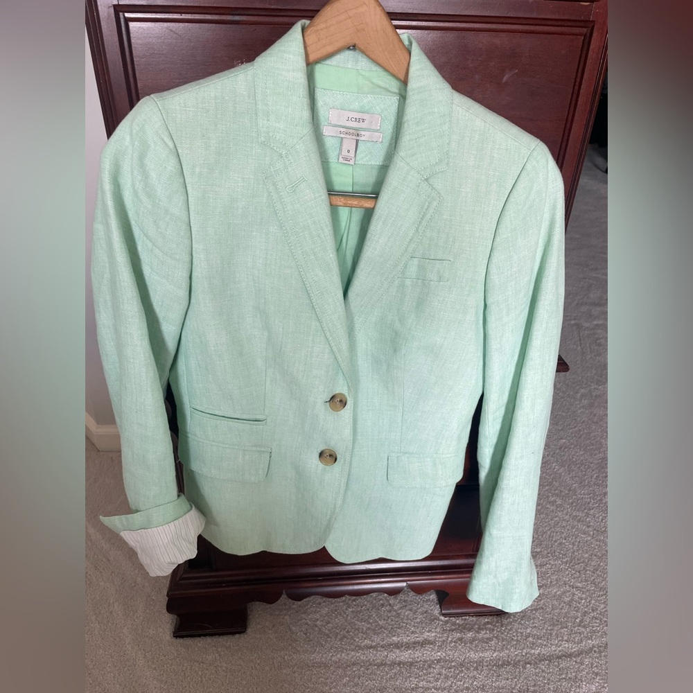 J CREW SCHOOL BOY LINEN BLAZER 
SZ 0